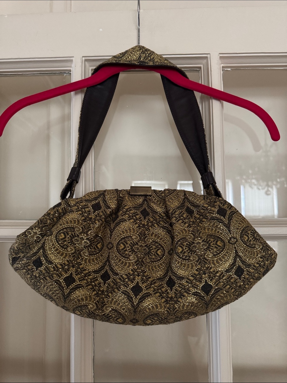 Donald J. Pliner metallic brocade pattern structured bag - Picture 4 of 10